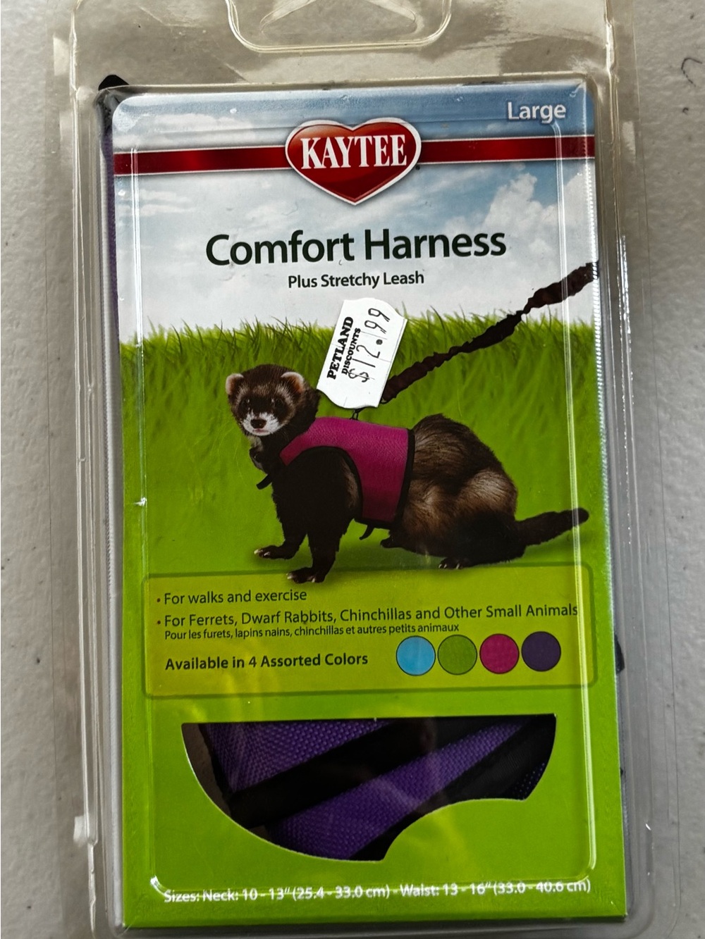 Kaytee Small Animal Large Comfy Harness Plus Stretchy Leash Purple